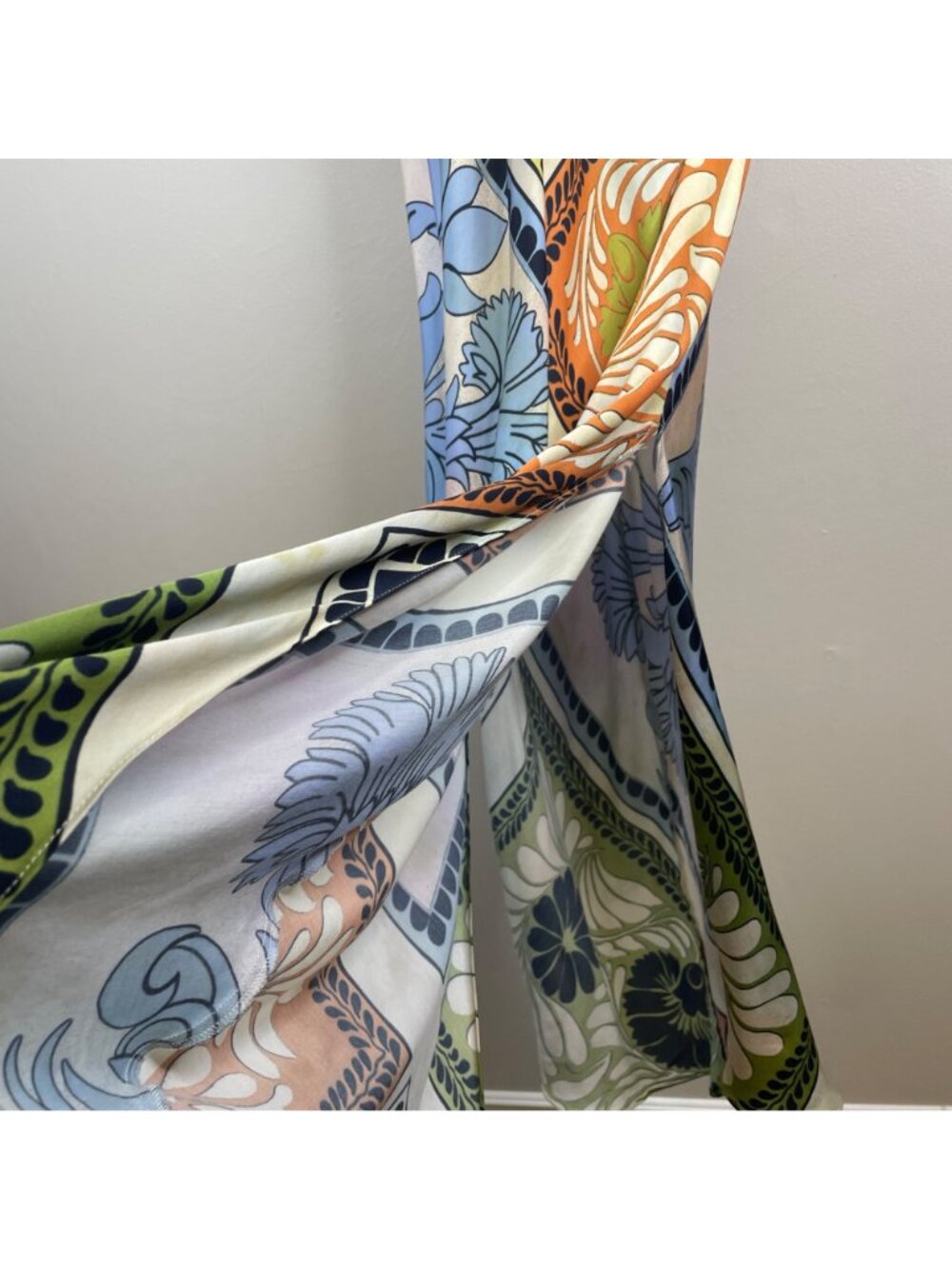Zara Maxi Dress Womens XLarge Resort Halter Satin Silky Exotic Mixed Print Long - Picture 9 of 16